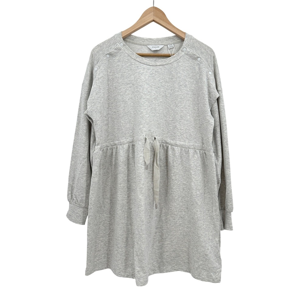 Seraphine Cassidy Grey Casual Drawstring Maternity Nursing Dress Size M‎ NWT